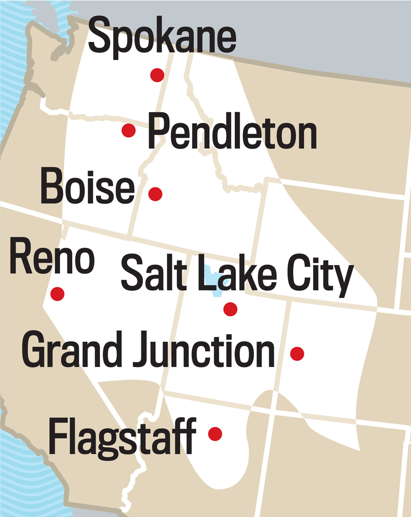 Map showing Old Farmer's Almanac long range weather region number 13